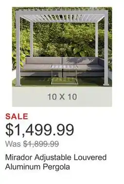 Costco Mirador Adjustable Louvered Aluminum Pergola offer