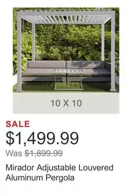 Costco Mirador Adjustable Louvered Aluminum Pergola offer