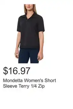Costco Mondetta Women's Short Sleeve Terry 1/4 Zip offer