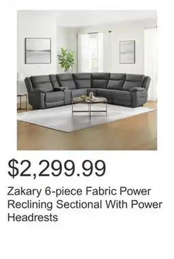 Costco Zakary 6-piece Fabric Power Reclining Sectional With Power Headrests offer