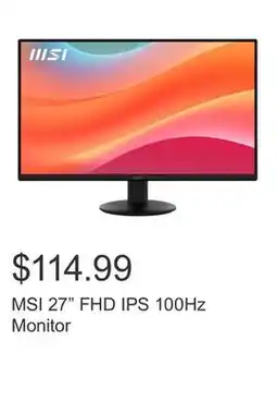 Costco MSI 27 FHD IPS 100Hz Monitor offer