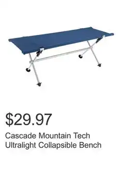 Costco Cascade Mountain Tech Ultralight Collapsible Bench offer