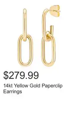 Costco 14kt Yellow Gold Paperclip Earrings offer