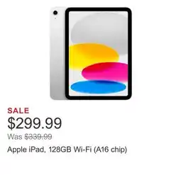 Costco Apple iPad, 128GB Wi-Fi (A16 chip) offer