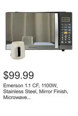 Costco Emerson 1.1 CF, 1100W, Stainless Steel, Mirror Finish, Microwave Oven With Grill offer