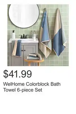 Costco WelHome Colorblock Bath Towel 6-piece Set offer