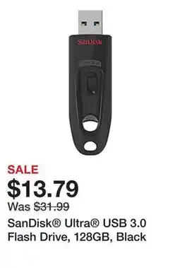 Office Depot SanDisk Ultra USB 3.0 Flash Drive, 128GB, Black offer