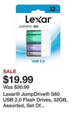 Office Depot Lexar JumpDrive S60 USB 2.0 Flash Drives, 32GB, Assorted, Set Of 5 Drives offer