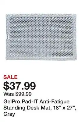 Office Depot GelPro Pad-IT Anti-Fatigue Standing Desk Mat, 18 x 27, Gray offer