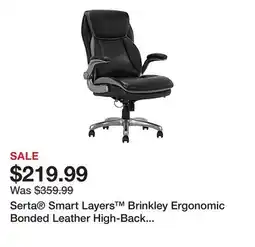 Office Depot Serta Smart Layers Brinkley Ergonomic Bonded Leather High-Back Executive Office Chair, Black/Silver offer