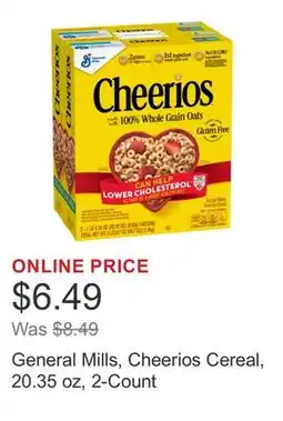 Costco General Mills, Cheerios Cereal, 20.35 oz, 2-Count offer
