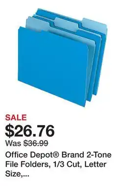 Office Depot Office Depot Brand 2-Tone File Folders, 1/3 Cut, Letter Size, Blue, Box Of 100 offer