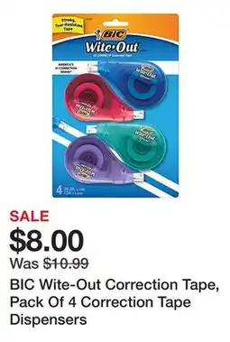 Office Depot BIC Wite-Out Correction Tape, Pack Of 4 Correction Tape Dispensers offer