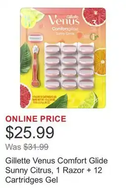 Costco Gillette Venus Comfort Glide Sunny Citrus, 1 Razor + 12 Cartridges Gel offer