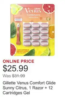 Costco Gillette Venus Comfort Glide Sunny Citrus, 1 Razor + 12 Cartridges Gel offer