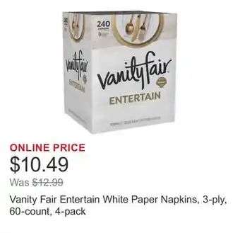 Costco Vanity Fair Entertain White Paper Napkins, 3-ply, 60-count, 4-pack offer