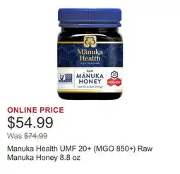 Costco Manuka Health UMF 20+ (MGO 850+) Raw Manuka Honey 8.8 oz offer