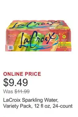 Costco LaCroix Sparkling Water, Variety Pack, 12 fl oz, 24-count offer