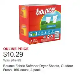 Costco Bounce Fabric Softener Dryer Sheets, Outdoor Fresh, 160-count, 2-pack offer