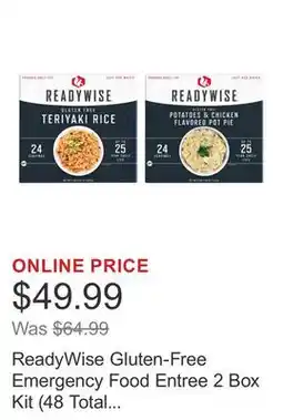 Costco ReadyWise Gluten-Free Emergency Food Entree 2 Box Kit (48 Total Servings) offer