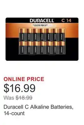 Costco Duracell C Alkaline Batteries, 14-count offer