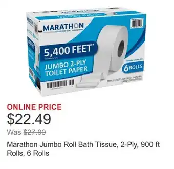 Costco Marathon Jumbo Roll Bath Tissue, 2-Ply, 900 ft Rolls, 6 Rolls offer