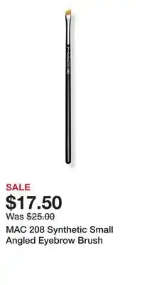 Ulta Beauty MAC 208 Synthetic Small Angled Eyebrow Brush offer