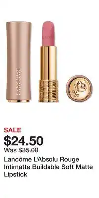 Ulta Beauty Lancôme L'Absolu Rouge Intimatte Buildable Soft Matte Lipstick offer