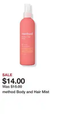 Ulta Beauty method Body and Hair Mist offer