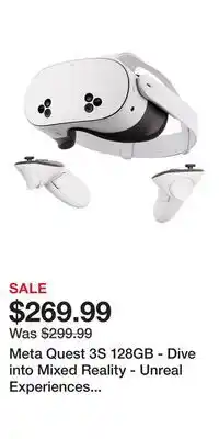 Game Stop Meta Quest 3S 128GB - Dive into Mixed Reality - Unreal Experiences - All-In- One Headset offer