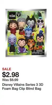 Game Stop Disney Villains Series 3 3D Foam Bag Clip Blind Bag offer