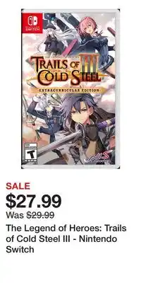 Game Stop The Legend of Heroes: Trails of Cold Steel III - Nintendo Switch offer