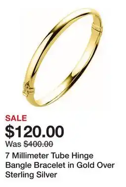Belk 7 Millimeter Tube Hinge Bangle Bracelet in Gold Over Sterling Silver offer