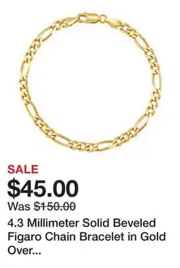 Belk 4.3 Millimeter Solid Beveled Figaro Chain Bracelet in Gold Over Sterling Silver offer
