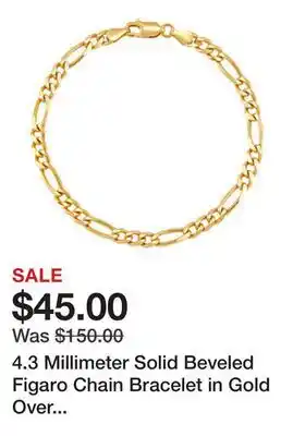 Belk 4.3 Millimeter Solid Beveled Figaro Chain Bracelet in Gold Over Sterling Silver offer