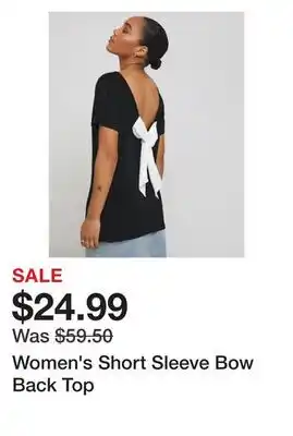 Belk Women's Short Sleeve Bow Back Top offer