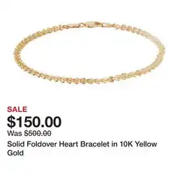 Belk Solid Foldover Heart Bracelet in 10K Yellow Gold offer