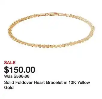 Belk Solid Foldover Heart Bracelet in 10K Yellow Gold offer
