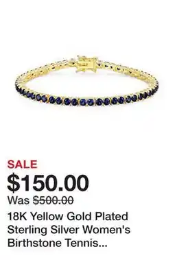 Belk 18K Yellow Gold Plated Sterling Silver Women's Birthstone Tennis Bracelet offer