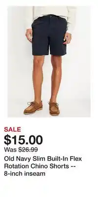 Old Navy Old Navy Slim Built-In Flex Rotation Chino Shorts -- 8-inch inseam offer