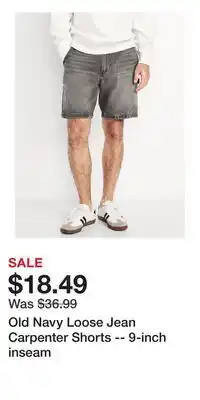 Old Navy Old Navy Loose Jean Carpenter Shorts -- 9-inch inseam offer