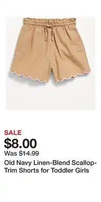 Old Navy Old Navy Linen-Blend Scallop-Trim Shorts for Toddler Girls offer