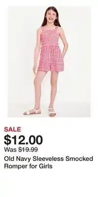 Old Navy Old Navy Sleeveless Smocked Romper for Girls offer