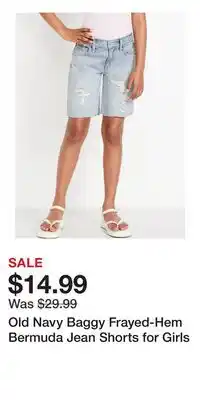Old Navy Old Navy Baggy Frayed-Hem Bermuda Jean Shorts for Girls offer