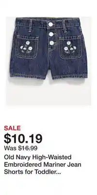 Old Navy Old Navy High-Waisted Embroidered Mariner Jean Shorts for Toddler Girls offer