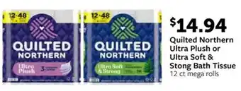 Fareway Quilted northern ultra plush or ultra soft & stong bath tissue offer