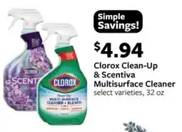 Fareway Clorox clean-up & scentiva multisurface cleaner offer