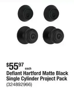 The Home Depot Defiant hartford matte black single cylinder project pack offer