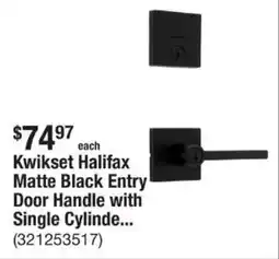 The Home Depot Kwikset halifax matte black entry door handle with single cylinde... offer