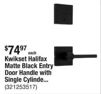 The Home Depot Kwikset halifax matte black entry door handle with single cylinde... offer